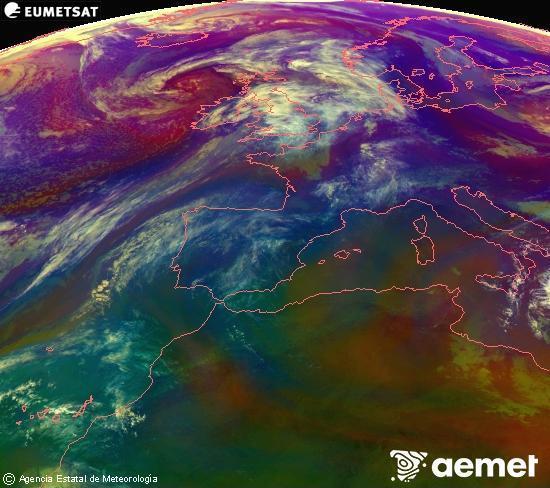 RGB-a Meteosat eragiketa-sateliteko hainbat kanal 0�W-a 0�N-ean, aire-masen eta hodeitzaren ezaugarrien erakusgarri izango dena.&nbsp;ostirala, 2026ko apirilak 17, ordua: 10:00