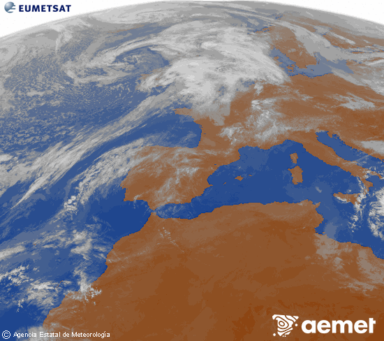 Imagen de la zona de Europa y Norte de �frica del canal infrarrojo del sat�lite Meteosat operacional en 0�N 0�W, procesada para darle color.&nbsp;vendredi, 17 avril  2026 10:00