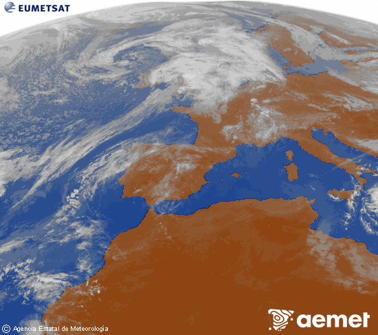 Imagen de la zona de Europa y Norte de �frica del canal infrarrojo del sat�lite Meteosat operacional en 0�N 0�W, procesada para darle color.&nbsp;vendredi, 17 avril  2026 11:00