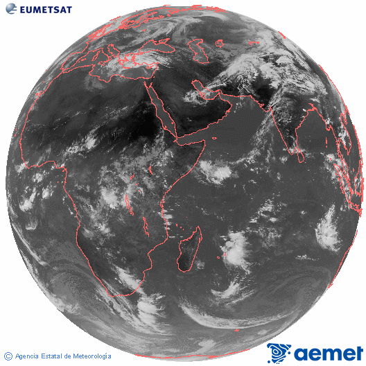Oc�ano �ndico. Imagen global del canal infrarrojo (10.8&mu;m) de Meteosat, perteneciente a la serie MSG (Meteosat Segunda Generaci�n) y situado en 41.5° E.&nbsp;vendredi, 17 avril  2026 11:00