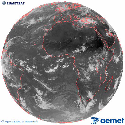 Imagen global del canal infrarrojo (10.8 &mu;m) del sat�lite Meteosat, perteneciente a la serie MSG (Meteosat Segunda Generaci�n) y situado en 0�N 0�E.&nbsp;vendredi, 17 avril  2026 11:00