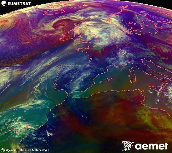 RGB-a Meteosat eragiketa-sateliteko hainbat kanal 0�W-a 0�N-ean, aire-masen eta hodeitzaren ezaugarrien erakusgarri izango dena.&nbsp;ostirala, 2026ko apirilak 17, ordua: 13:00