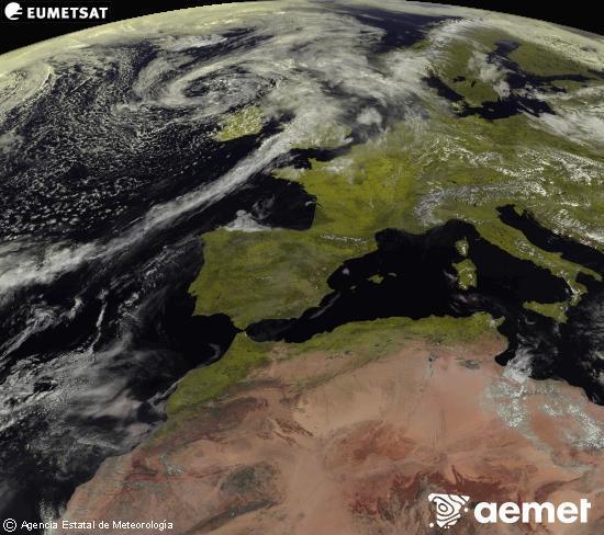 Esta imagen se genera utilizando informaci�n de los canales visibles del sat�lite METEOSAT perteneciente a la segunda generaci�n de sat�lites Meteosat (MSG). Por ese motivo, s�lo hay informaci�n en la zona iluminada por el sol. Adem�s, los canales han sido normalizados para que el brillo no dependa de la posici�n del sol.&nbsp;divendres, 17 d?abril  2026 13:00