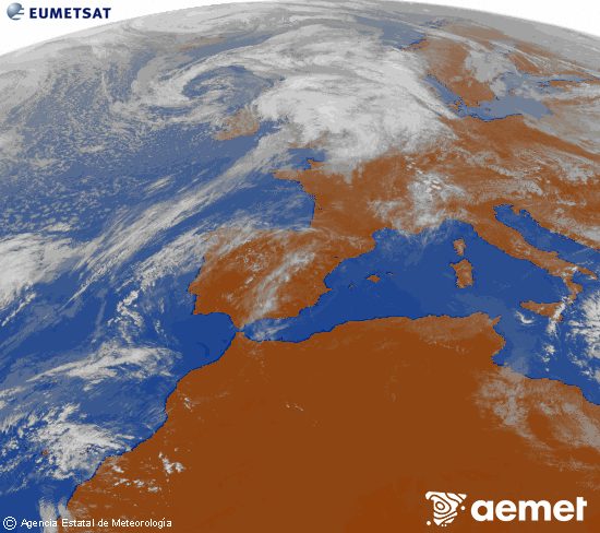 Imagen de la zona de Europa y Norte de �frica del canal infrarrojo del sat�lite Meteosat operacional en 0�N 0�W, procesada para darle color.&nbsp;vendredi, 17 avril  2026 13:00