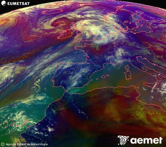 RGB-a Meteosat eragiketa-sateliteko hainbat kanal 0�W-a 0�N-ean, aire-masen eta hodeitzaren ezaugarrien erakusgarri izango dena.&nbsp;ostirala, 2026ko apirilak 17, ordua: 14:00