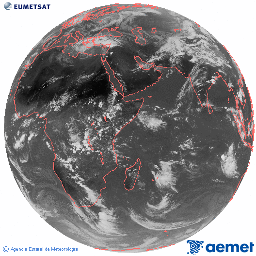 Oc�ano �ndico. Imagen global del canal infrarrojo (10.8&mu;m) de Meteosat, perteneciente a la serie MSG (Meteosat Segunda Generaci�n) y situado en 41.5° E.&nbsp;vendredi, 17 avril  2026 14:00