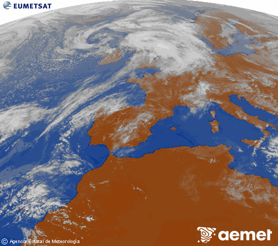 Imagen de la zona de Europa y Norte de �frica del canal infrarrojo del sat�lite Meteosat operacional en 0�N 0�W, procesada para darle color.&nbsp;viernes, 17 abril 2026 a las 15:00