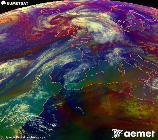 RGB-a Meteosat eragiketa-sateliteko hainbat kanal 0�W-a 0�N-ean, aire-masen eta hodeitzaren ezaugarrien erakusgarri izango dena.&nbsp;ostirala, 2026ko apirilak 17, ordua: 16:00