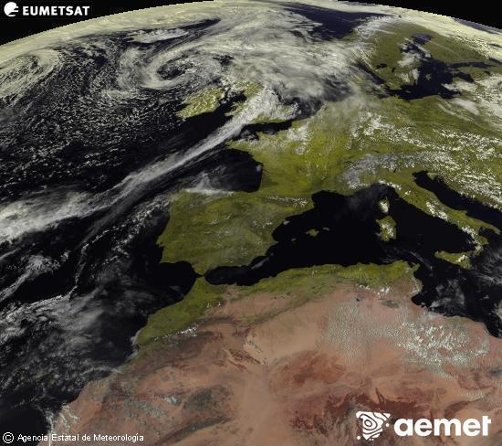 Esta imagen se genera utilizando informaci�n de los canales visibles del sat�lite METEOSAT perteneciente a la segunda generaci�n de sat�lites Meteosat (MSG). Por ese motivo, s�lo hay informaci�n en la zona iluminada por el sol. Adem�s, los canales han sido normalizados para que el brillo no dependa de la posici�n del sol.&nbsp;divendres, 17 d?abril  2026 16:00