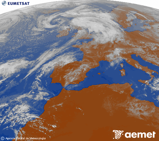 Imagen de la zona de Europa y Norte de �frica del canal infrarrojo del sat�lite Meteosat operacional en 0�N 0�W, procesada para darle color.&nbsp;viernes, 17 abril 2026 a las 16:00