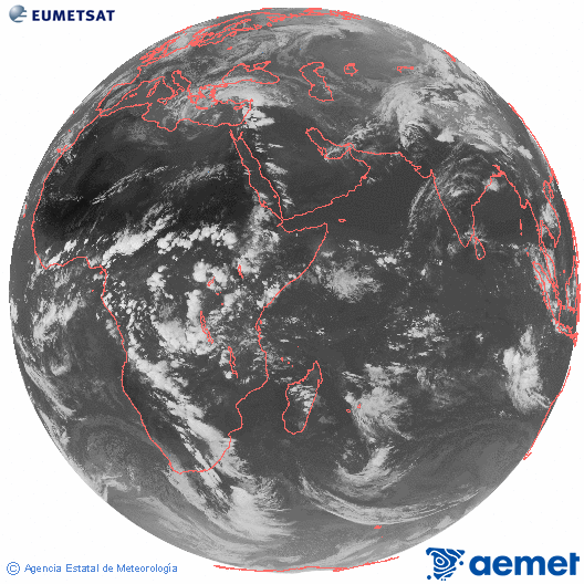 Oc�ano �ndico. Imagen global del canal infrarrojo (10.8&mu;m) de Meteosat, perteneciente a la serie MSG (Meteosat Segunda Generaci�n) y situado en 41.5° E.&nbsp;vendredi, 17 avril  2026 17:00