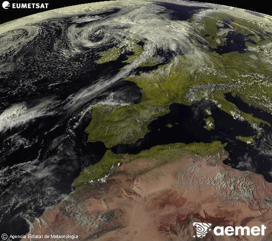 Esta imagen se genera utilizando informaci�n de los canales visibles del sat�lite METEOSAT perteneciente a la segunda generaci�n de sat�lites Meteosat (MSG). Por ese motivo, s�lo hay informaci�n en la zona iluminada por el sol. Adem�s, los canales han sido normalizados para que el brillo no dependa de la posici�n del sol.&nbsp;divendres, 17 d?abril  2026 18:00