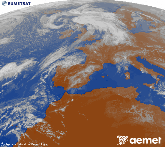 Imagen de la zona de Europa y Norte de �frica del canal infrarrojo del sat�lite Meteosat operacional en 0�N 0�W, procesada para darle color.&nbsp;viernes, 17 abril 2026 a las 18:00