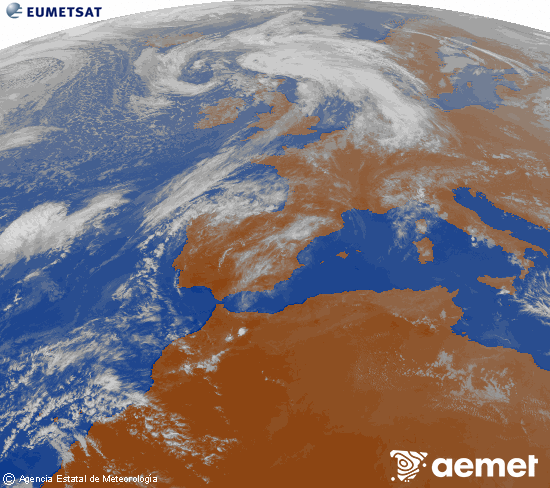 Imagen de la zona de Europa y Norte de �frica del canal infrarrojo del sat�lite Meteosat operacional en 0�N 0�W, procesada para darle color.&nbsp;viernes, 17 abril 2026 a las 19:00