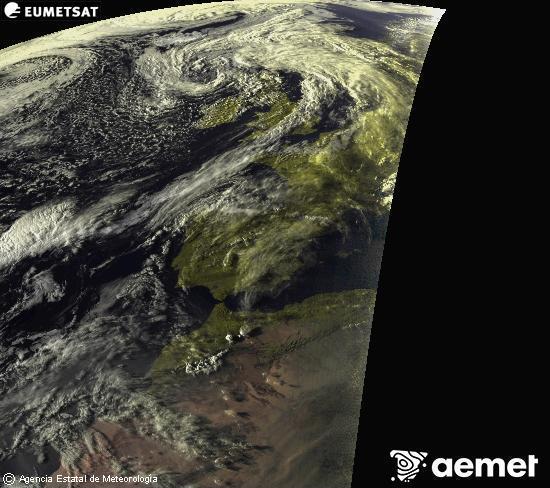 Esta imagen se genera utilizando informaci�n de los canales visibles del sat�lite METEOSAT perteneciente a la segunda generaci�n de sat�lites Meteosat (MSG). Por ese motivo, s�lo hay informaci�n en la zona iluminada por el sol. Adem�s, los canales han sido normalizados para que el brillo no dependa de la posici�n del sol.&nbsp;divendres, 17 d?abril  2026 20:00