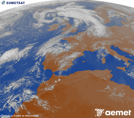 Imagen de la zona de Europa y Norte de �frica del canal infrarrojo del sat�lite Meteosat operacional en 0�N 0�W, procesada para darle color.&nbsp;viernes, 17 abril 2026 a las 20:00