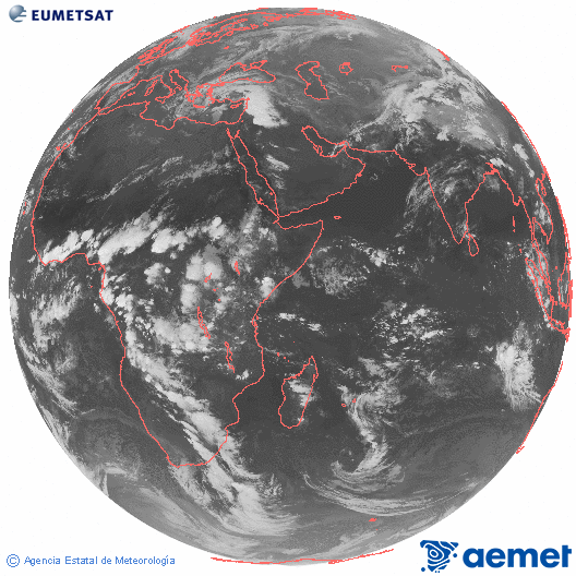 Oc�ano �ndico. Imagen global del canal infrarrojo (10.8&mu;m) de Meteosat, perteneciente a la serie MSG (Meteosat Segunda Generaci�n) y situado en 41.5° E.&nbsp;vendredi, 17 avril  2026 20:00