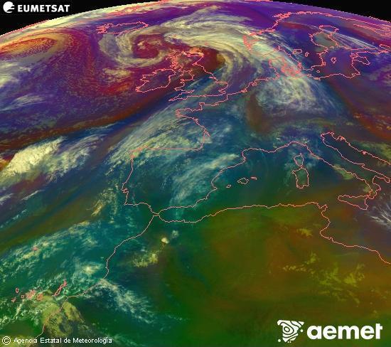 RGB-a Meteosat eragiketa-sateliteko hainbat kanal 0�W-a 0�N-ean, aire-masen eta hodeitzaren ezaugarrien erakusgarri izango dena.&nbsp;ostirala, 2026ko apirilak 17, ordua: 21:00