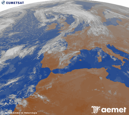 Imagen de la zona de Europa y Norte de �frica del canal infrarrojo del sat�lite Meteosat operacional en 0�N 0�W, procesada para darle color.&nbsp;ostirala, 2026ko apirilak 17, ordua: 23:00