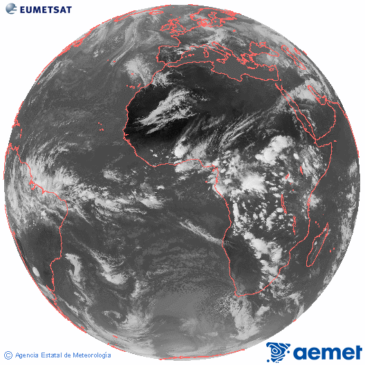 Imagen global del canal infrarrojo (10.8 &mu;m) del sat�lite Meteosat, perteneciente a la serie MSG (Meteosat Segunda Generaci�n) y situado en 0�N 0�E.&nbsp;igandea, 2026ko apirilak 19, ordua: 17:00