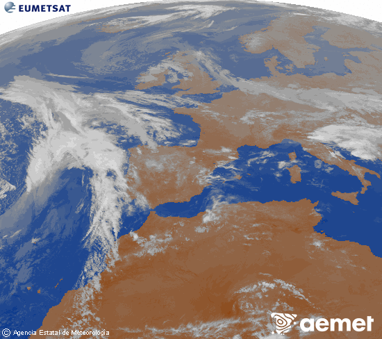 Imagen de la zona de Europa y Norte de �frica del canal infrarrojo del sat�lite Meteosat operacional en 0�N 0�W, procesada para darle color.&nbsp;martes, 21 abril 2026 a las 00:00