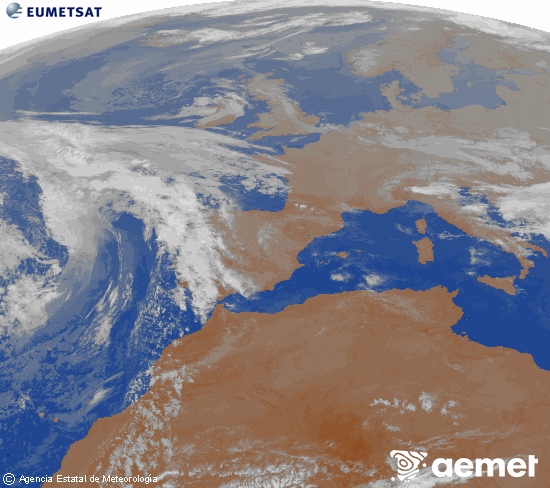 Imagen de la zona de Europa y Norte de �frica del canal infrarrojo del sat�lite Meteosat operacional en 0�N 0�W, procesada para darle color.&nbsp;martes, 21 abril 2026 a las 06:00