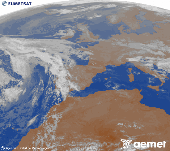 Imagen de la zona de Europa y Norte de �frica del canal infrarrojo del sat�lite Meteosat operacional en 0�N 0�W, procesada para darle color.&nbsp;martes, 21 abril 2026 a las 07:00