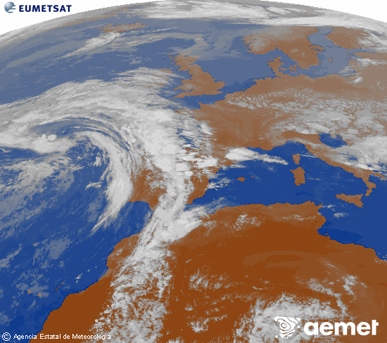 Imagen de la zona de Europa y Norte de �frica del canal infrarrojo del sat�lite Meteosat operacional en 0�N 0�W, procesada para darle color.&nbsp;asteartea, 2026ko apirilak 21, ordua: 19:00