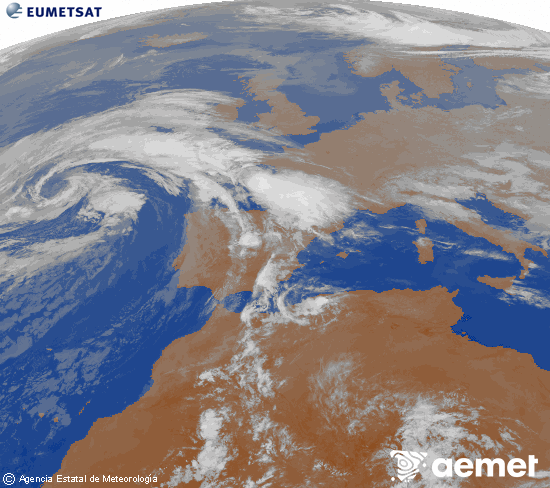 Imagen de la zona de Europa y Norte de �frica del canal infrarrojo del sat�lite Meteosat operacional en 0�N 0�W, procesada para darle color.&nbsp;asteazkena, 2026ko apirilak 22, ordua: 02:00