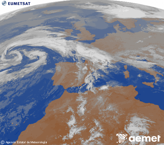 Imagen de la zona de Europa y Norte de �frica del canal infrarrojo del sat�lite Meteosat operacional en 0�N 0�W, procesada para darle color.&nbsp;asteazkena, 2026ko apirilak 22, ordua: 06:00