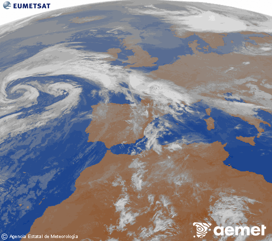 Imagen de la zona de Europa y Norte de �frica del canal infrarrojo del sat�lite Meteosat operacional en 0�N 0�W, procesada para darle color.&nbsp;asteazkena, 2026ko apirilak 22, ordua: 07:00
