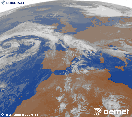 Imagen de la zona de Europa y Norte de �frica del canal infrarrojo del sat�lite Meteosat operacional en 0�N 0�W, procesada para darle color.&nbsp;asteazkena, 2026ko apirilak 22, ordua: 08:00