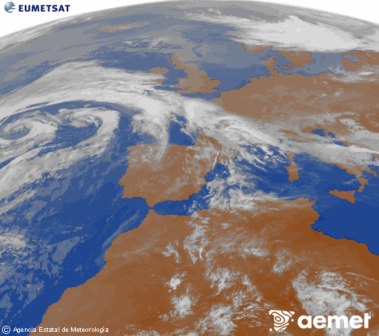 Imagen de la zona de Europa y Norte de �frica del canal infrarrojo del sat�lite Meteosat operacional en 0�N 0�W, procesada para darle color.&nbsp;asteazkena, 2026ko apirilak 22, ordua: 09:00