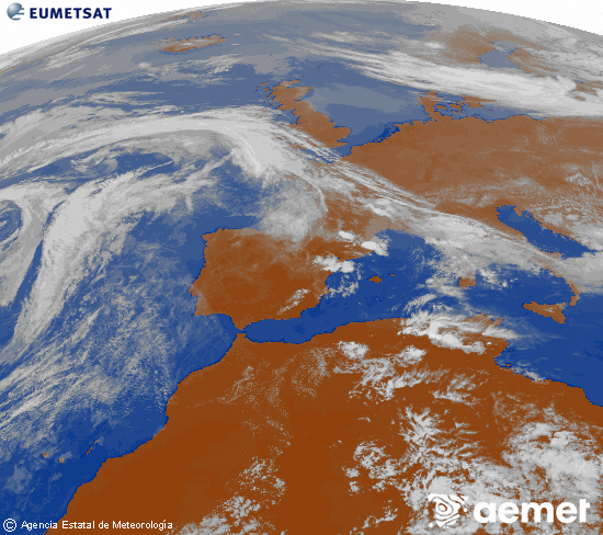 Imagen de la zona de Europa y Norte de �frica del canal infrarrojo del sat�lite Meteosat operacional en 0�N 0�W, procesada para darle color.&nbsp;asteazkena, 2026ko apirilak 22, ordua: 17:00