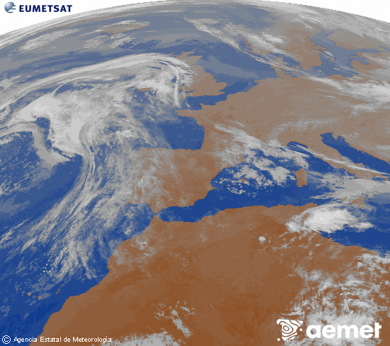 Imagen de la zona de Europa y Norte de �frica del canal infrarrojo del sat�lite Meteosat operacional en 0�N 0�W, procesada para darle color.&nbsp;osteguna, 2026ko apirilak 23, ordua: 01:00