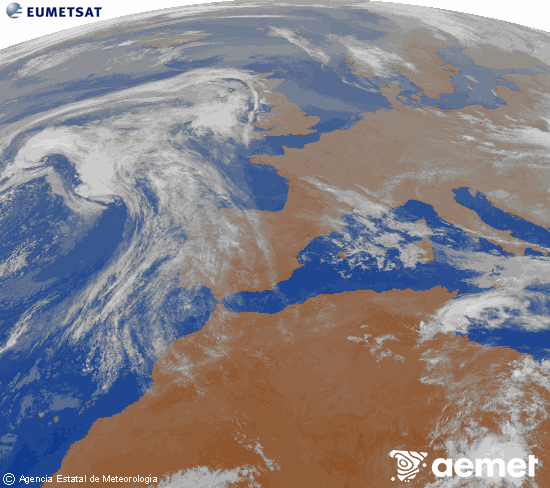 Imagen de la zona de Europa y Norte de �frica del canal infrarrojo del sat�lite Meteosat operacional en 0�N 0�W, procesada para darle color.&nbsp;osteguna, 2026ko apirilak 23, ordua: 03:00