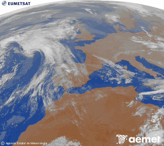Imagen de la zona de Europa y Norte de �frica del canal infrarrojo del sat�lite Meteosat operacional en 0�N 0�W, procesada para darle color.&nbsp;osteguna, 2026ko apirilak 23, ordua: 06:00