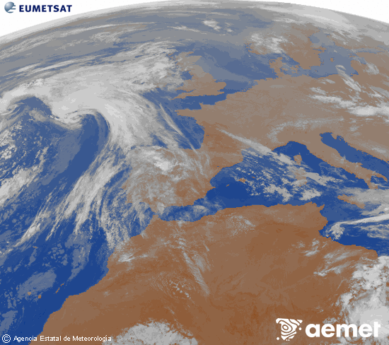 Imagen de la zona de Europa y Norte de �frica del canal infrarrojo del sat�lite Meteosat operacional en 0�N 0�W, procesada para darle color.&nbsp;osteguna, 2026ko apirilak 23, ordua: 07:00