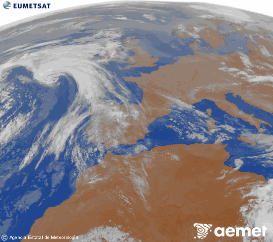 Imagen de la zona de Europa y Norte de �frica del canal infrarrojo del sat�lite Meteosat operacional en 0�N 0�W, procesada para darle color.&nbsp;osteguna, 2026ko apirilak 23, ordua: 08:00