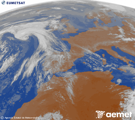 Imagen de la zona de Europa y Norte de �frica del canal infrarrojo del sat�lite Meteosat operacional en 0�N 0�W, procesada para darle color.&nbsp;osteguna, 2026ko apirilak 23, ordua: 09:00