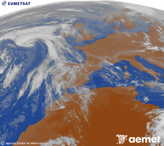 Imagen de la zona de Europa y Norte de �frica del canal infrarrojo del sat�lite Meteosat operacional en 0�N 0�W, procesada para darle color.&nbsp;osteguna, 2026ko apirilak 23, ordua: 10:00