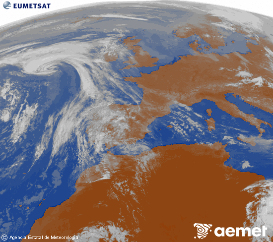 Imagen de la zona de Europa y Norte de �frica del canal infrarrojo del sat�lite Meteosat operacional en 0�N 0�W, procesada para darle color.&nbsp;osteguna, 2026ko apirilak 23, ordua: 11:00