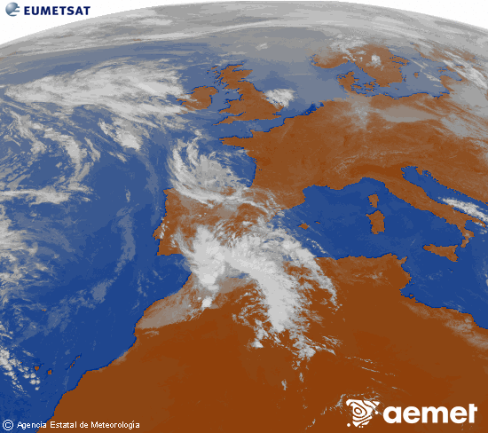 Imagen de la zona de Europa y Norte de �frica del canal infrarrojo del sat�lite Meteosat operacional en 0�N 0�W, procesada para darle color.&nbsp;vendredi, 24 avril  2026 13:00