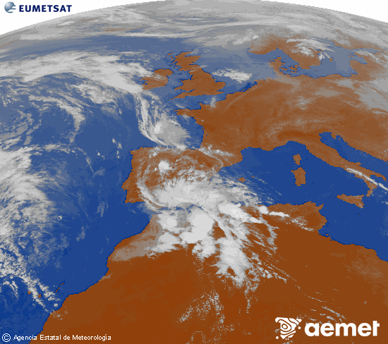 Imagen de la zona de Europa y Norte de �frica del canal infrarrojo del sat�lite Meteosat operacional en 0�N 0�W, procesada para darle color.&nbsp;vendredi, 24 avril  2026 17:00