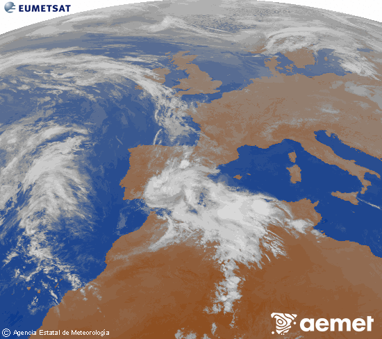 Imagen de la zona de Europa y Norte de �frica del canal infrarrojo del sat�lite Meteosat operacional en 0�N 0�W, procesada para darle color.&nbsp;samedi, 25 avril  2026 00:00