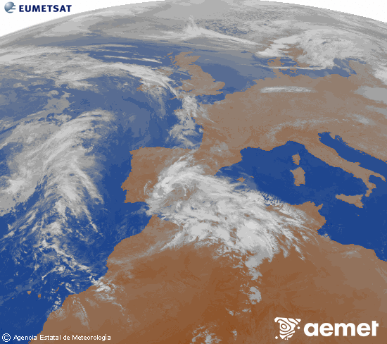 Imagen de la zona de Europa y Norte de �frica del canal infrarrojo del sat�lite Meteosat operacional en 0�N 0�W, procesada para darle color.&nbsp;samedi, 25 avril  2026 04:00