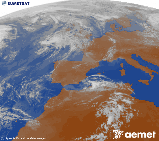 Imagen de la zona de Europa y Norte de �frica del canal infrarrojo del sat�lite Meteosat operacional en 0�N 0�W, procesada para darle color.&nbsp;diumenge, 26 d?abril  2026 10:00