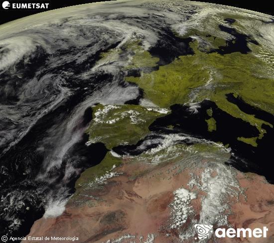 Aquesta imatge es genera utilitzant informaci� dels canals visibles del sat�l�lit METEOSAT, que pertany a la segona generaci� de sat�l�lits Meteosat (MSG). Per aquest motiu, nom�s hi ha informaci� en la zona il�luminada pel sol. A m�s, els canals han sigut normalitzats perqu� la lluentor no depenga de la posici� del sol.&nbsp;diumenge, 26 d?abril  2026 16:00