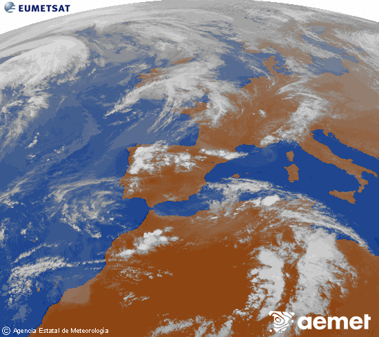 Imatge de la zona d'Europa i Nord d'�frica del canal infraroig del sat�l�lit Meteosat operacional en 0�N 0�W, processada per a donar-li color.&nbsp;diumenge, 26 d?abril  2026 19:00