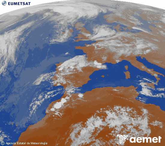 Imagen de la zona de Europa y Norte de �frica del canal infrarrojo del sat�lite Meteosat operacional en 0�N 0�W, procesada para darle color.&nbsp;Monday, 27 April  2026 20:00